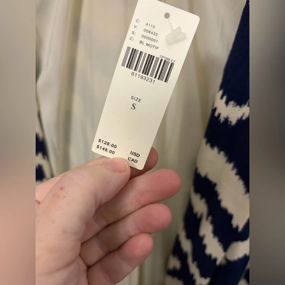 🆕 Anthropologie Robbie Duster Jacket, in Blue and White - Picture 6 of 6